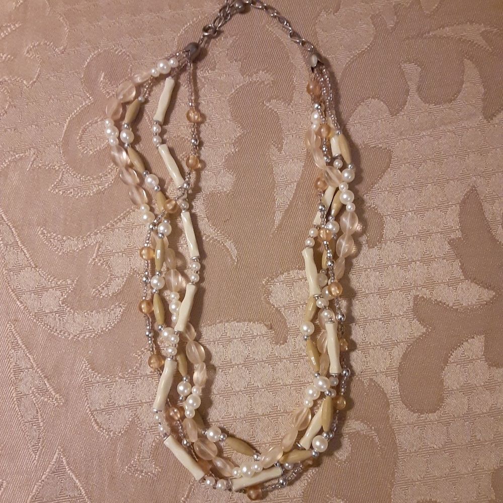Neutral Multi-strand Beaded Necklace